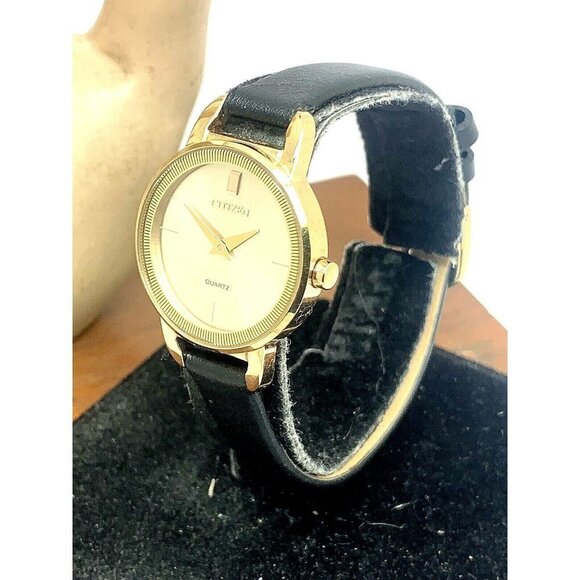 Citizen Women\'s Watch 9627-S117909 Quartz Gold Petite 26mm Black Leather… main image 9